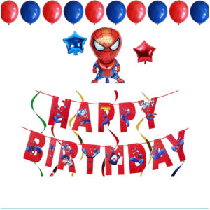 spiderman birthday banner & foil decore